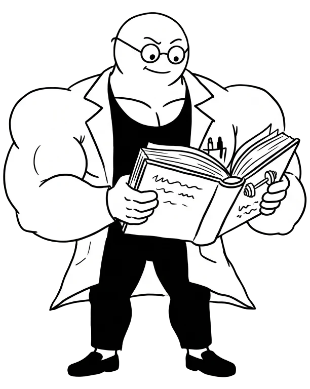 Professor Mass reading a training book