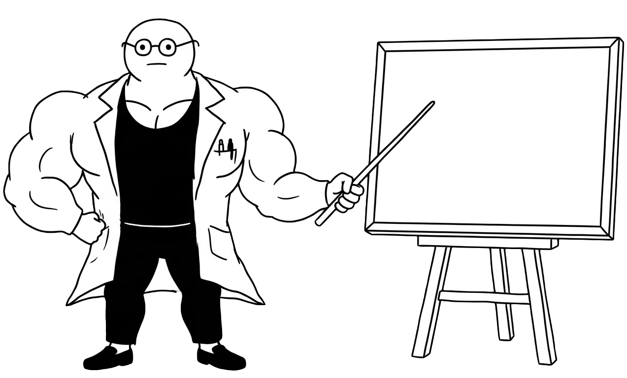 Professor Mass teaching at a chalkboard